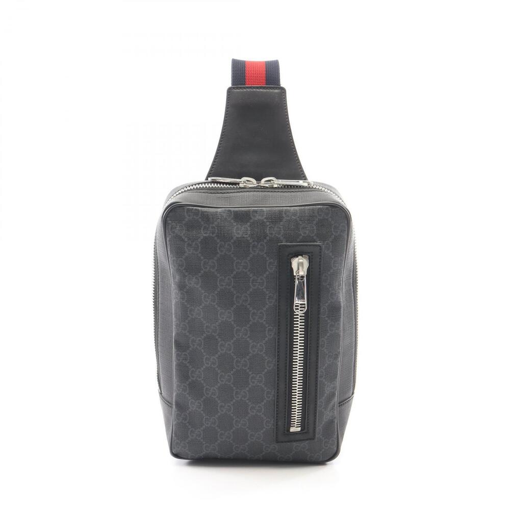 Gucci Soft GG Supreme Belt Bag Waist Body Canvas Leather Waist Bag Black